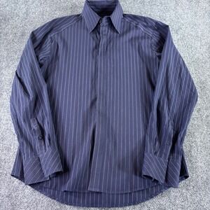 7 Diamonds Button Down‎ Shirt Mens XL Purple Pinstripe Hidden Placket Stretch